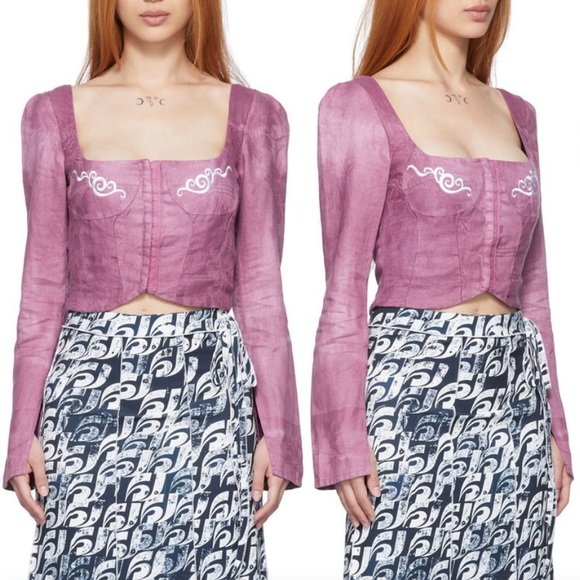 Heste Jente hand dyed purple corset long sleeve top